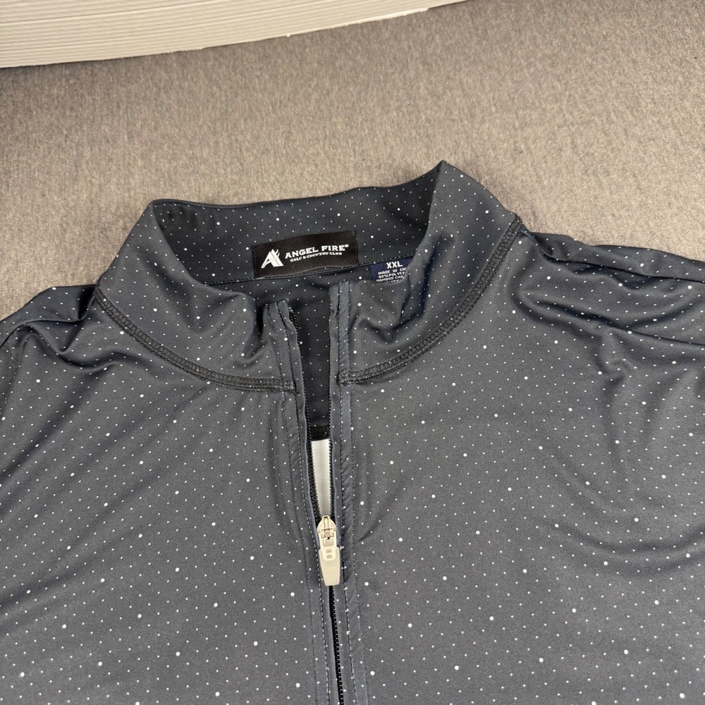 Angel‎ Fire Golf Country Club Mens XXL 1/4 Zip Pullover Grey Dot Bamboo Charcoal
